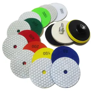 4 Inch Dry  Polishing Pads, 11 count Wet/Dry Granite Stone Buffing Pad Kit for Marble Concrete Quartz Tiles - High Temperature Resistance Sand Pad for Drill  Polisher