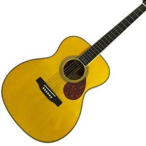 Warm yellow solid spruce OM Acoustic Guitar Ebony Fingerboard ,Rosewood Back and side