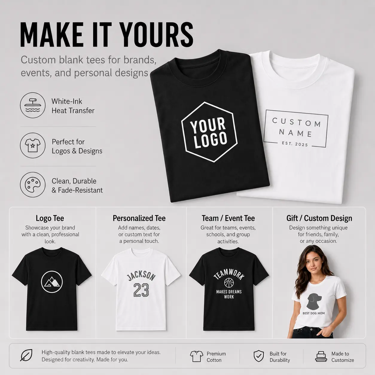 Custom T Shirts Personalized Graphic Tee, 100% Cotton Custom Shirt for Men Women, Design Your Own Print T-Shirt, Unique Gift for Friends Family, Company Events & Special Memories
