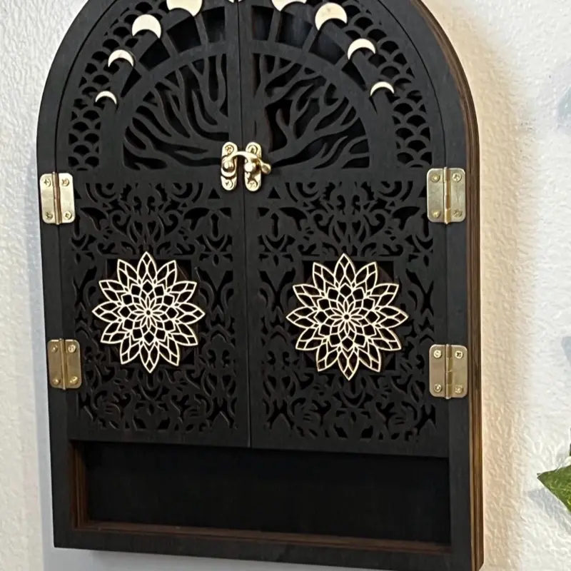 Moon Phases Mandala Apothecary Shelf, Decorative Storage Shelf for Bedroom, Living Room Display