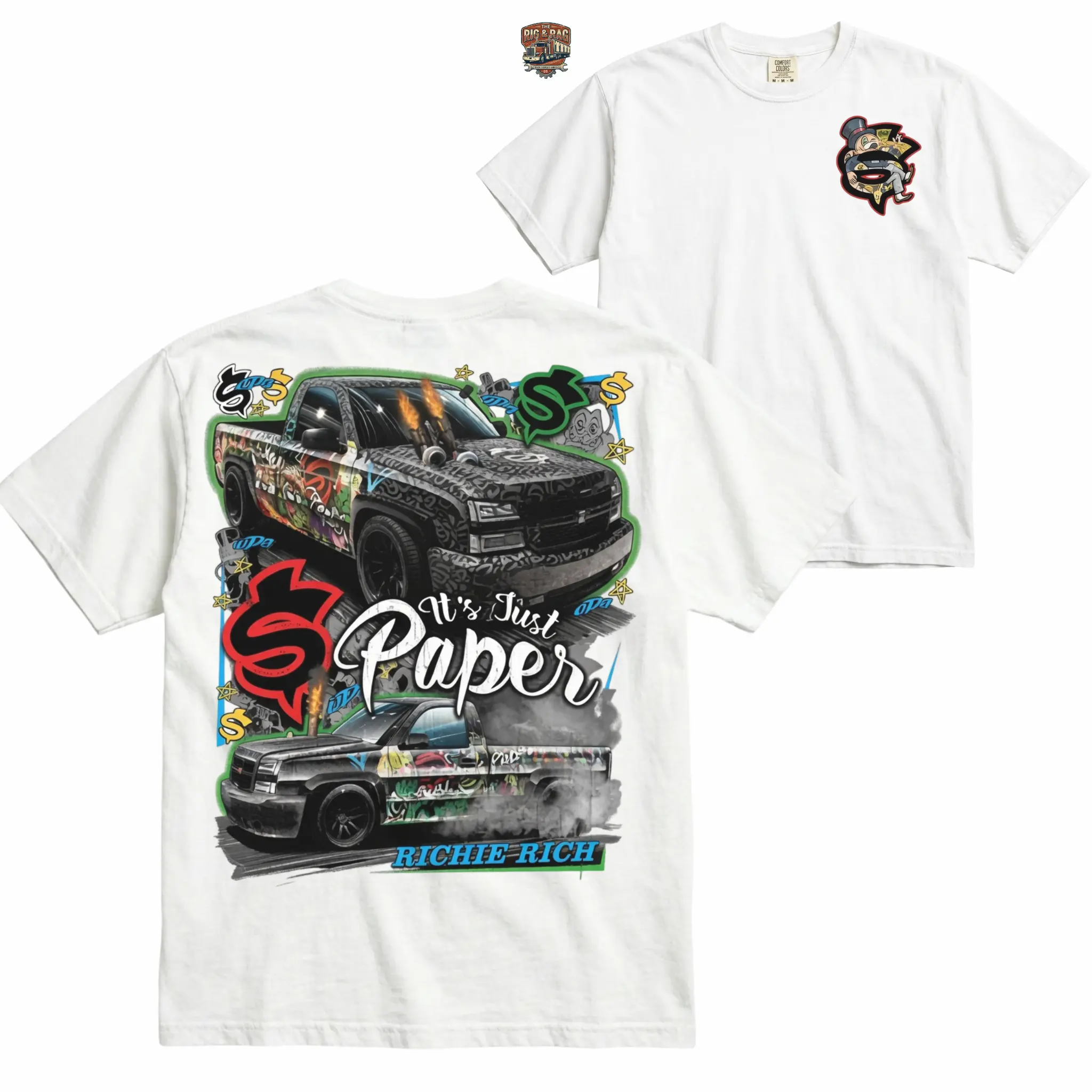 [Comfort Colors] Women's Vintage Baggy Casual Graphic Streetwear Relaxed Fit Short-Sleeve Stitch T-Shirt - 100% Cotton, Richie Rich Prints, Ondgas Car Lover USA-Made Classic Gift Top