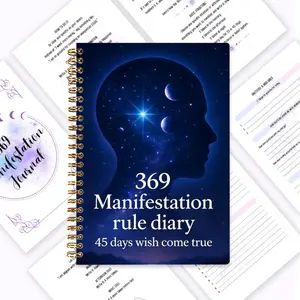 369 Manifestation Diary, 45-Day Wish Realization Planning Book, Law of Attraction from the Universe, Purple Cloud Double Palm Holding Light Cover Design, Daily Gratitude Record, Self-Care, Awakening of Inner Power, Spiritual Growth & Dream Realization Dia