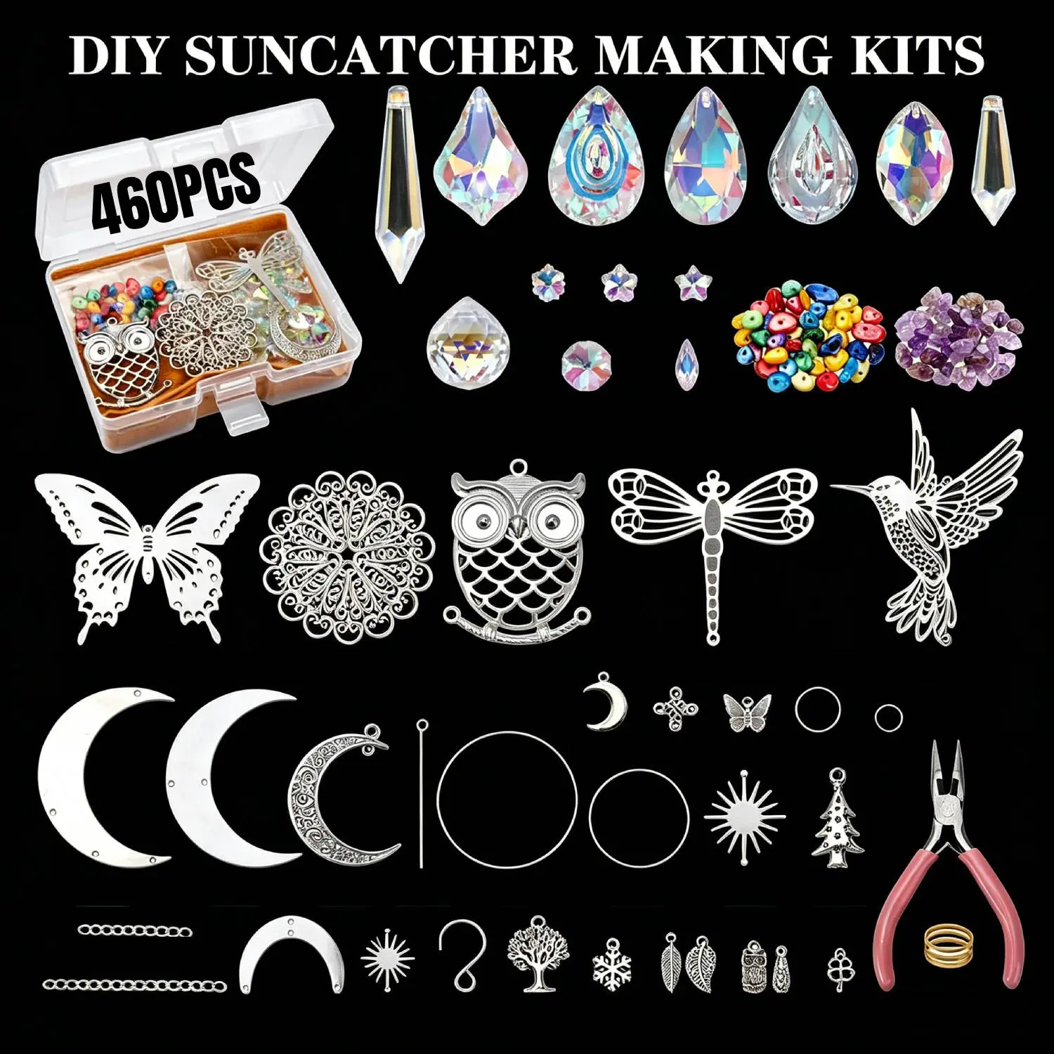 460PCS Sun Capture Craft Kit with Crystal-DIY Prism Rainbow Maker for Windows, Homes, Gardens And Wedding Decorations-the Perfect Christmas Gift