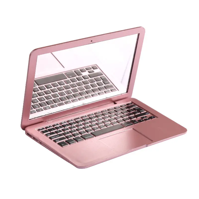 Mini Laptop Mirror, 1 count Pocket Size Laptop Shaped Mini Makeup Mirror Portable Small Compact Folding Computer Mirror for Dollhouse Pet Travel Home Makeup Decorations (Rose )