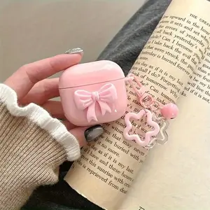 Bow Pattern Creative AirPods Apple Earphone Case, Wireless Bluetooth-compatible Protective Cover, Transparent Earphone Shell, Stylish and Durable, Protection