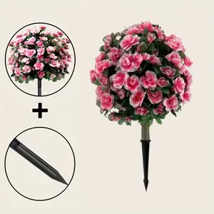 Azalea Artificial Flowers Set of 1, Faux Decorative Flower Bouquet for Outdoor Garden & Yard Decoration, Indoor Potted Plant Home Decor