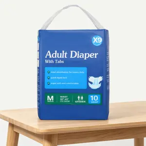 X9 M Size Adult Disposable Diapers, Unscented, Chlorine-Free, Clinically Tested, Ultra-Thin, Skin-Friendly, High Absorbency Leakproof for All Flow Strengths, 10-Count Incontinence Protection for Elderly, Diapers Adult Diapers