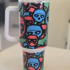 Stainless Steel 40 oz Tumbler with Handle - Masked Men- Elegant Drinkware for Everyday Use - Bottle