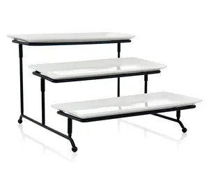 Elama 3 Tier Rectangular Plate Porcelain Serveware Set