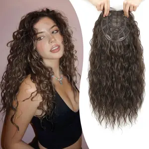 Natural Curly Hair Topper for Women-20inch Lightweight & Breathable Topper Hair Pieces for Thinning Hair, Heat Resistant Fiber Wiglet with Lace Edge to Blending well