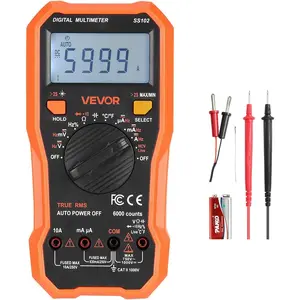 VEVOR Digital Multimeter, 6000-Count TRMS DC/AC Voltmeter Current Tester, Professional NCV Multimeter for Current Voltage Resistance Capacitance Duty-Cycle Tempetature Diodes Continuity Live Wire Test
