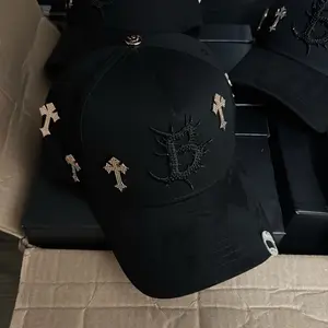 Barbas Hats B Cross Just Hat Solo Gorra  - Black Cap with Cross Design