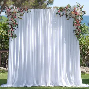 30x10ft Wrinkle Free White Backdrop for Parties Soft Drapes Wedding White Backdrop for Birthday Decorations Background for Photography 5x10ft, 6 Panels