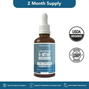 L Methyl Folate 15mg +B12 Pro Strength,Liquid 5-MTHF Form,  Cofactor-OrganicBerry Flavor, High Potency Liquid Sublingual   -Supports Mood, Methylation, Cognition - BioactiveForms,Vitamin Methylcobalamin
