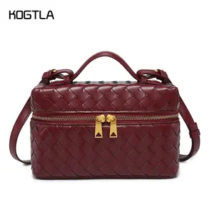 KOGTLA Top-Handle Pouch Handbag for Women Woven Vanity Case Designer Crossbody Bag Quiet Luxury Trendy Purse