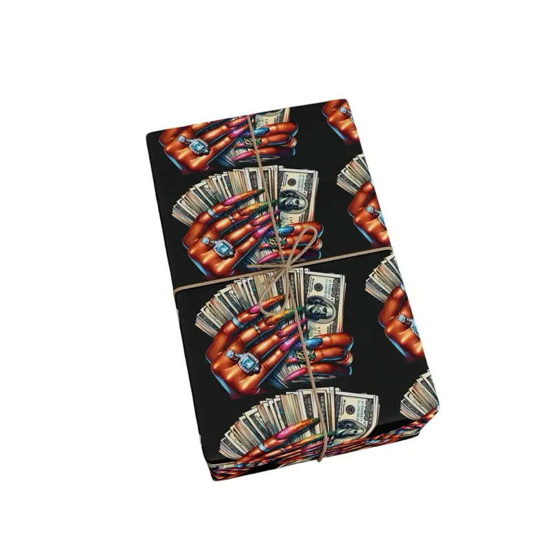 DippedWicks Girl Hustle Gift Wrap – Luxury Black Wrapping Paper, Premium Candle Gift Wrap for Small Gifts, Holidays & Birthdays Decor Ornaments Decoration