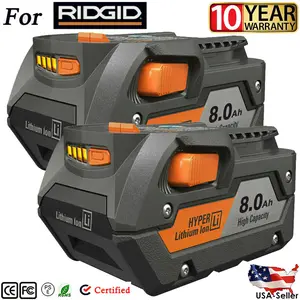 2025new 2Pack 8.0Ah For RIDGID 18V Battery R840087 R840083 R840085 R840084 Rigid Tool