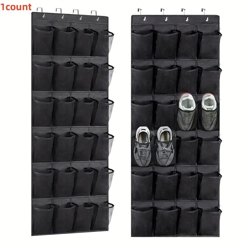 Over The Door Shoe Rack, 1 Count 24-grid Hangable Hanging Shoe Organizer, Shoe Storage Rack, Fabric Storage Units, Home Storage & Organization Supplies