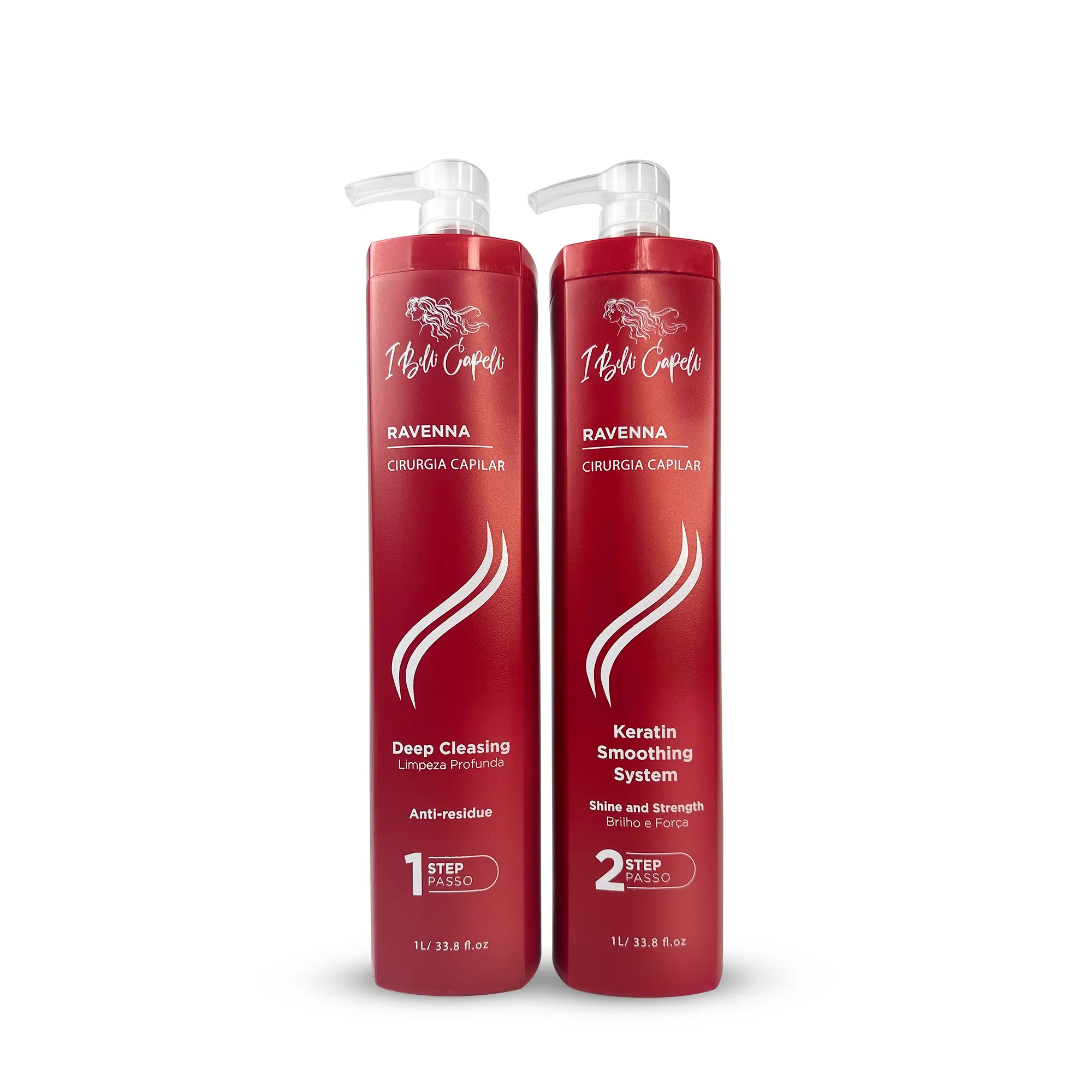 I Belli Capelli Ravenna Keratin Smoothing System 2x1L Anti Frizz Shampoo & Gloss Reconstructor for Smooth Silky Hair Daily Blend with Aminoacids & Vitamins - Homecurl Cream Aloe Curly Hair Hair Treatment Serum