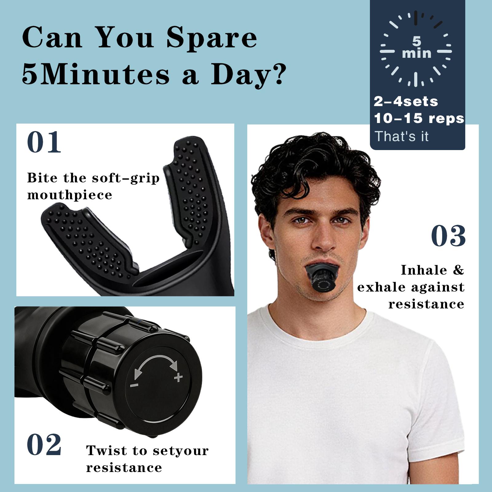 Portable breathing exercise device for lungs, Breathing trainer with Resistance Adjustable, Lung Trainer with excellent quality silicone, Improve Breathing Capacity and Endurance,Easy to Clean and Use,Father's Day Gift