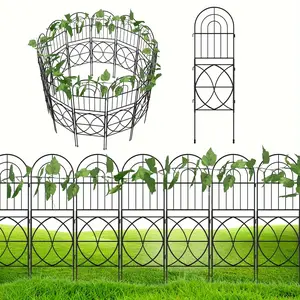 Decorative Garden Fence, 13 in (L) x 38 in (H) No-Dig Rustproof Wire Fence for Landscape Patio Outdoor Decorative Animal Barrier and Lace (12 PCS) Diy Solar Fountain Automatic Water Fountain