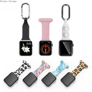 Printed Silicone Nurse Watch Band, Pin-On Fob Strap for Apple Watch iWatch 6/7/8
