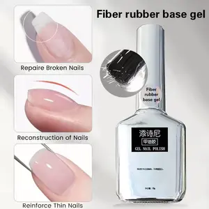 Fiber Rubber Base Gel - Fast Nail Building Gel with Strong Adhesion, Acrylic Soft Gel, Suitable for Broken, Weak Nails, Glass Fiber, and Gel Extensions, Includes Brush for Easy Application, Essential for Nail Art, Nail Care