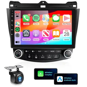 Android Radio for【Honda Accord 2003 2004 2005 2006 2007】with Wireless CarPlay Android Auto, 10inch Touch Screen with Online Maps GPS Navigation WIFI Bluetooth SWC Dual Usb Hifi Stereo