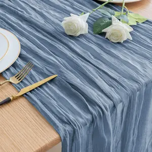 Bohemian Sheer Table Runner 35.4x118in, Rustic Country Style Dining Decor, Perfect for Wedding Party Thanksgiving Autumn Decoration, Home Decor