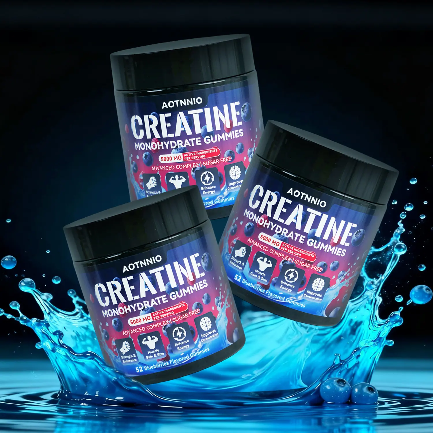 Creatine&Carnitine Gummies Supplement - 5000 MG Monohydrate Gummies - Energy Boost, Gluten-Free