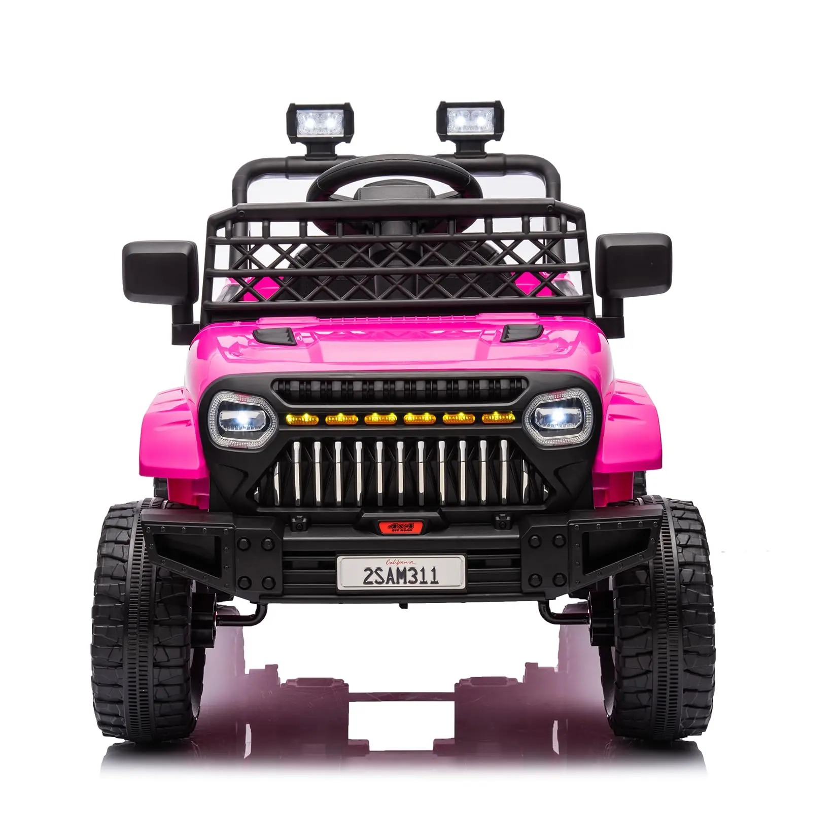 GARVEE 12V Electric Toddler Ride-On Car - 4-Wheel Suspension, Remote Control, Battery Display, LED Lights, Music, Rose Red, for 3-4 Years Outdoor Play