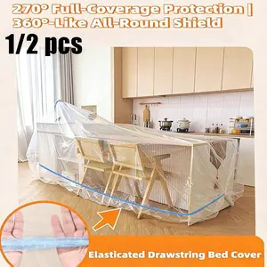 Transparent Sofa Dust Cover, Universal Large Furniture Protector with Elastic Bands, Reusable Full Coverage Waterproof Couch Cover, Full Coverage Protection