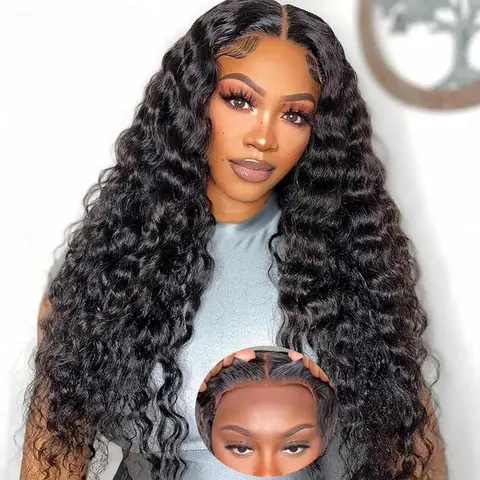 7x5 Glueless Wigs Human Hair Pre Plucked 180% Density Wear and Go 9X6 Deep Wave Wig Human Hair HD Lace Closure Wigs Human Hair for Women TikTokShopBlackFriday Deep Wavy Wigs