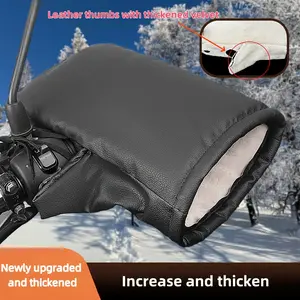 Extra Thick Winter Motorcycle and Bicycle Handlebar Covers for Cold Weather, Warm PU Leather Design, Easy to Clean, Perfect for Christmas and New Year