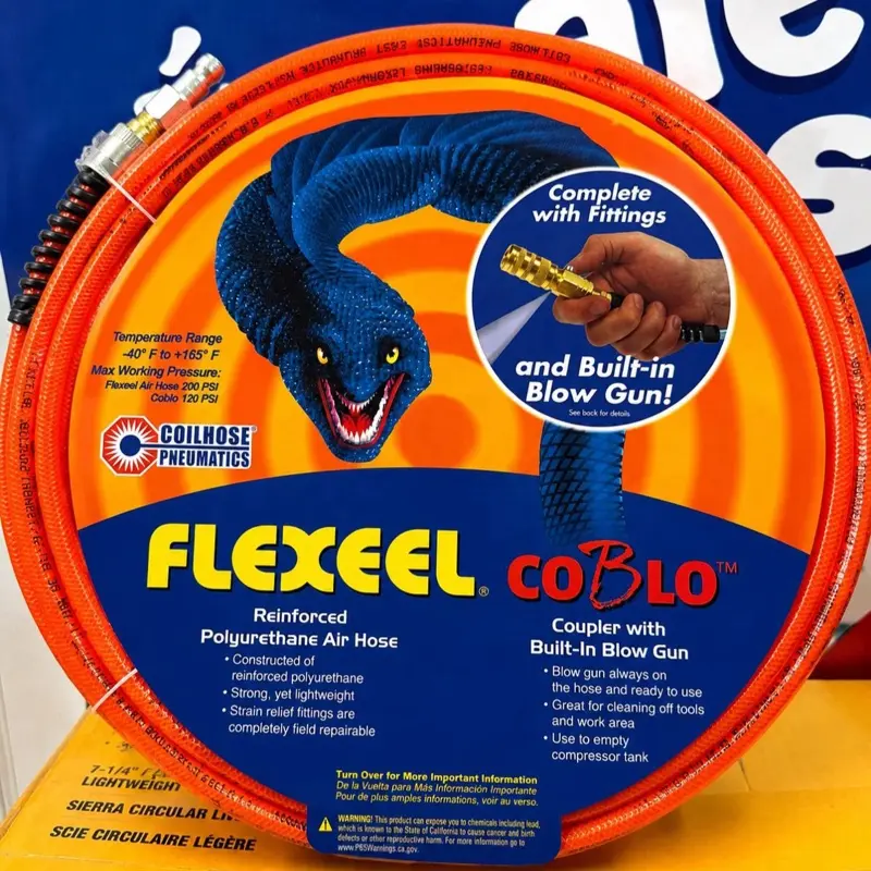 Coilhose Pneumatic Flexeel Cobro Flexible Hose, 1/4 in x 100 ft Power Tool Accessory