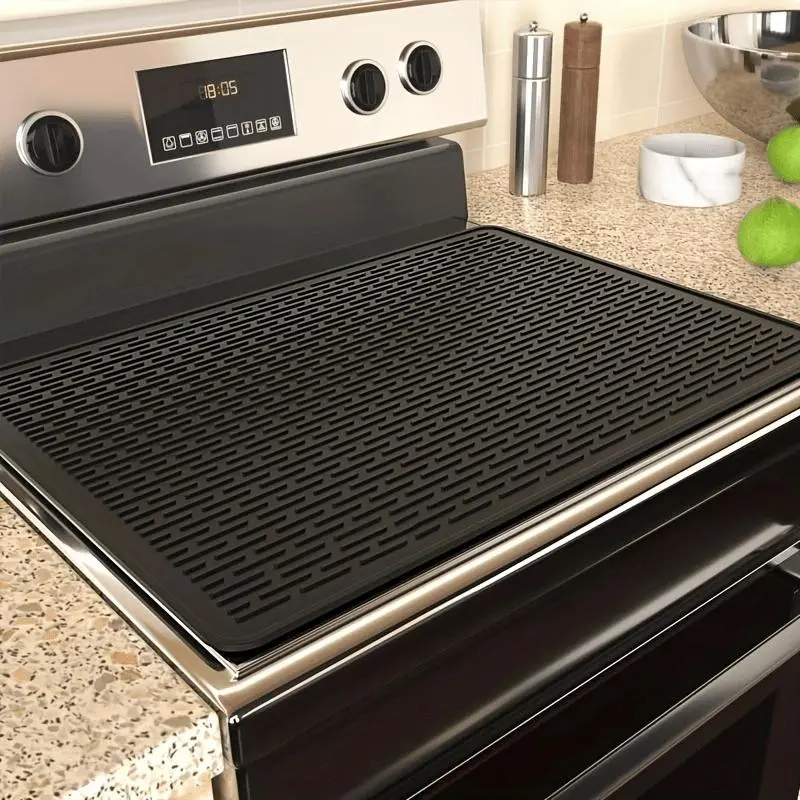Silicone Electric Stove Top Cover Mat - Non-Slip, Heat-Resistant Kitchenware for RV Range Stovetop, Extra Large Multi-Use Dish Drying Mat & Tableware Coaster