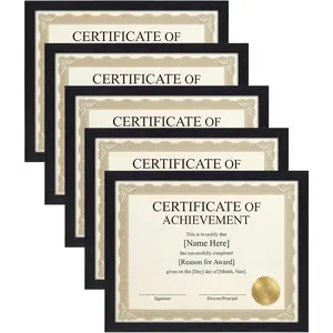 8.5 x 11 Picture Frame Set of 5, Black 8.5 by 11 Photo Frames Used for Certificate, Diploma, Document, Degree, Award, Wall Hanging or Tabletop Display