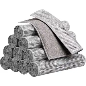 10 PCS Double-Sided Kitchen Dishcloth, 10x10 inches, Silver Wire and Charcoal Fiber Surface, Strong Stain Removal