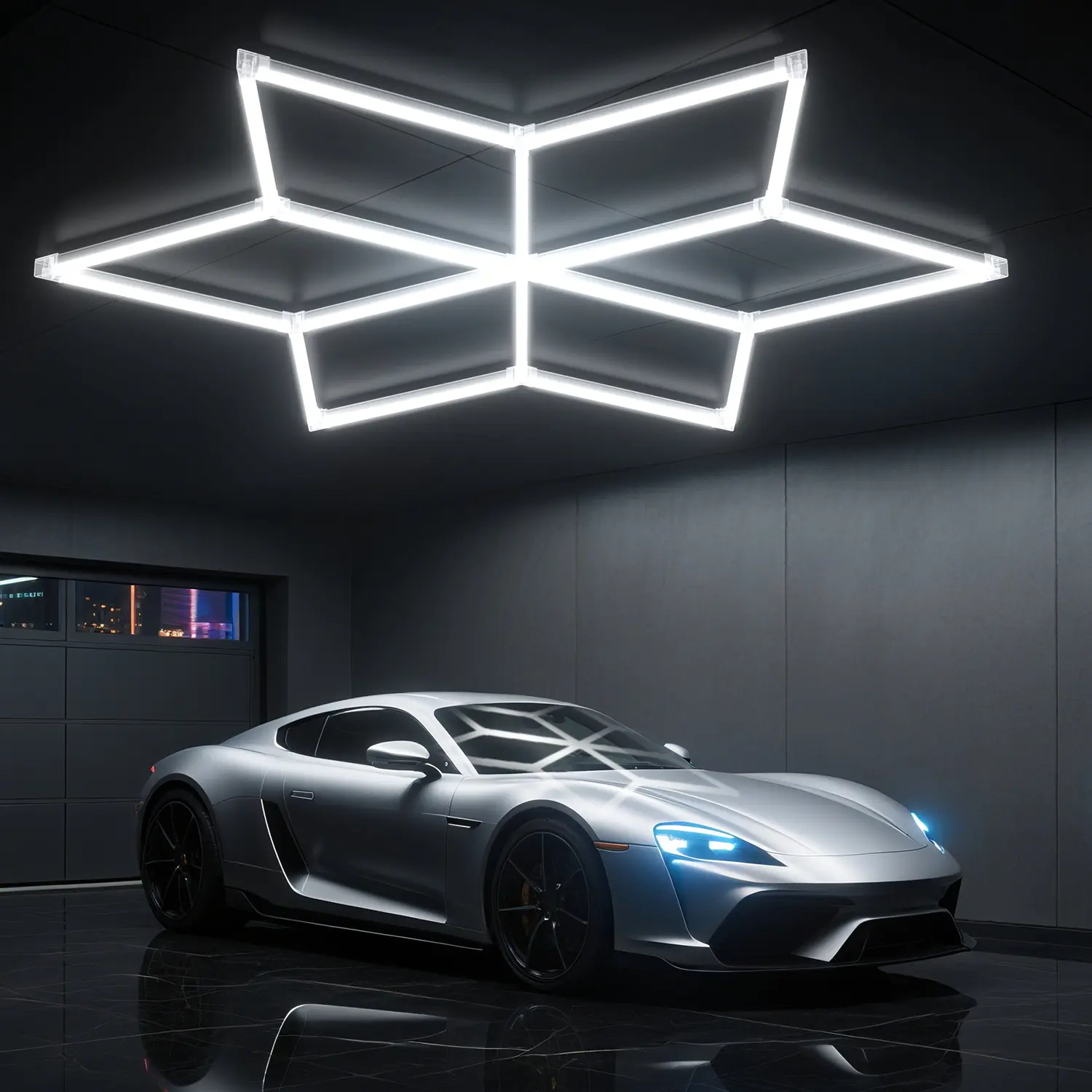HYPERLITE Hexagon Light Honeycomb Light LED Ceiling Light, 130–204W 13000–20400LM 6500K Bright White, Car Detailing Garages, Garage Light, Workshops, Basements, Gyms, Studios, Barber Shops, Game Rooms, LED Wall Decorative Lighting memorialday summervibes