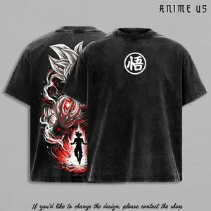 Kakarot Inspired Saiyann Warrior Shirt Anime Power Aura Energy Orb Fighter Tee Vintage Washed Oversized Streetwear Unisex