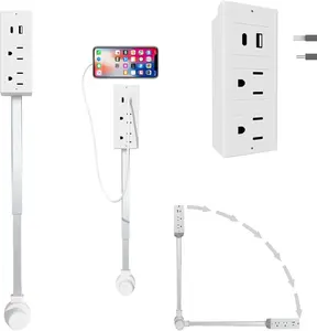 Electrical Outlet Extender,Power Socket Expander, Socket Plug Rotatable 180° Electrical Outlet Extender Access Hard-to-Reach Outlets Features   with USB-A USB-C & 2 AC Outlets Extendable Use Behind Couches, Nightstands, Desks