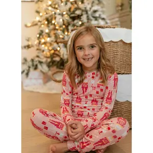 Bamboo Two Piece Pajama Set | Pink Nutcrackers