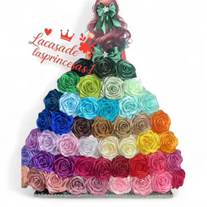 100 Premade Ribbon Rose Petals for Making Eternal Bouquets / petalos de liston para flores eternas 100 Pack Pre-fabricated ribbon Rose petals to make Eternal Roses Pétalos de listón satinado