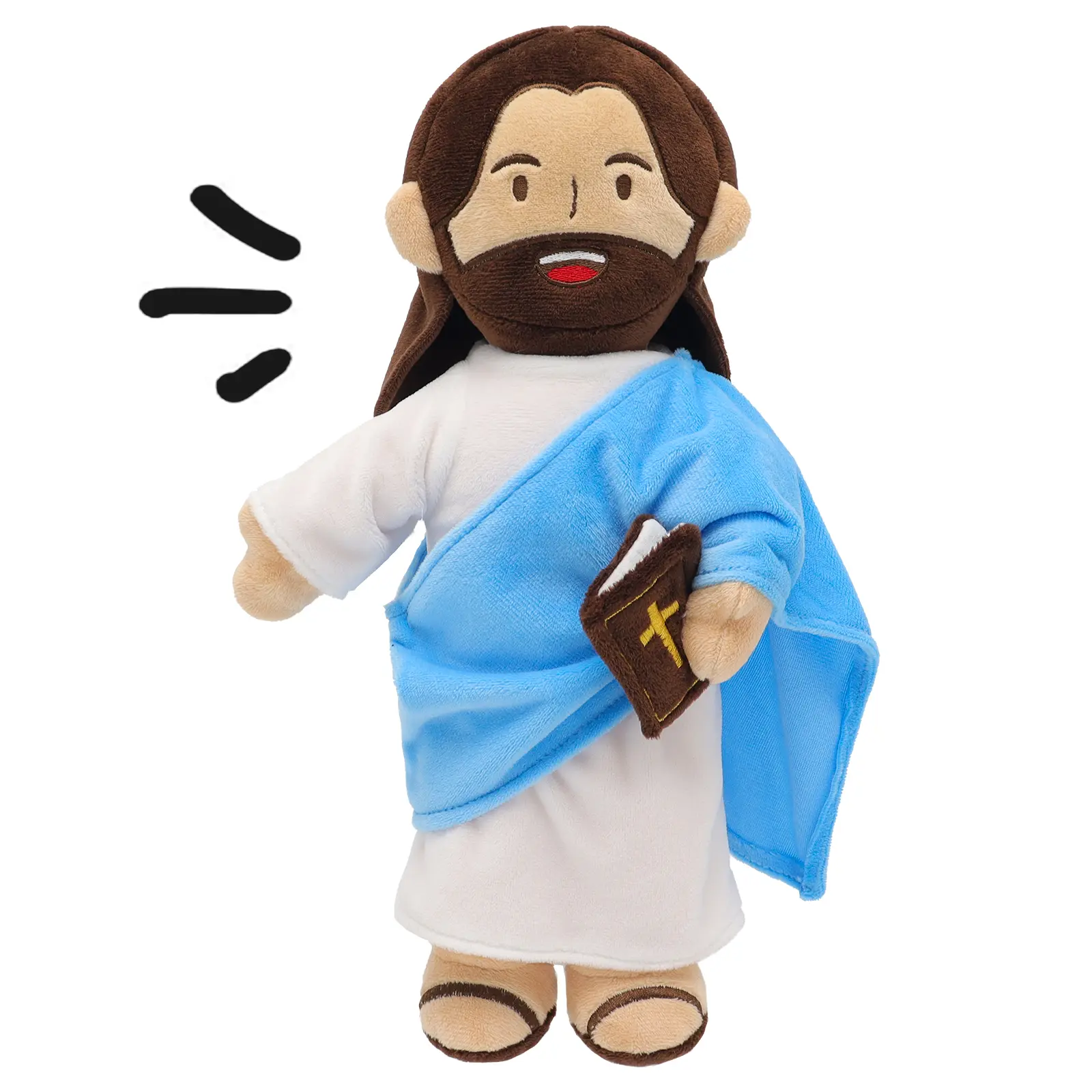 Yelakey Jesus Plush Speaks 20 of Jesus' Bible Verses and 3 of Bible Music Jesus Doll Stuffed Animal to Teach Suitable for Church Sunday School Religious Easter Gift ,OutdoorFun