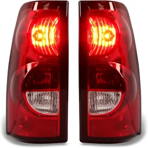HECASA Tail Lights Compatible with 2003-2006 Chevy Silverado 1500 2500 3500 & 2007 Classic Body Rear Lamp Set w/Bulb and Harness Replacement for GM2800174 GM2801174 (Red/Clear Lens + Chrome Housing)