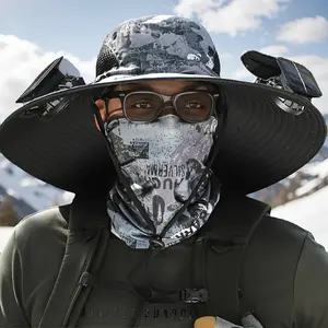 Men's Sun Hat, Comes with 2 Solar Fans, Fishing Hat, Wide Brim Sun Hat, Suitable for Outdoor Summer Camping, Beach Use, USB and Solar Powered