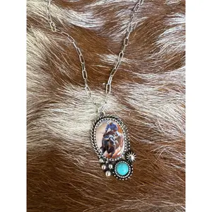 BULL RIDER CAMEO PENDANT NECKLACE