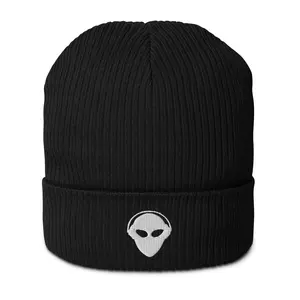 Organic ribbed ALIEN HEADPHONES Embroidered beanie