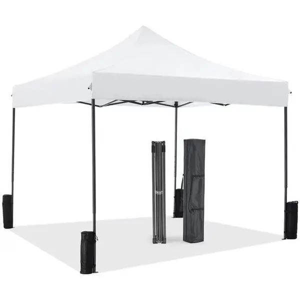 GIANNA 10x10 FT Pop Up Canopy Tent with Slant Legs and Carrying Bag, Easy Setup Outdoor Shelter for Patio, Garden, Beach, White