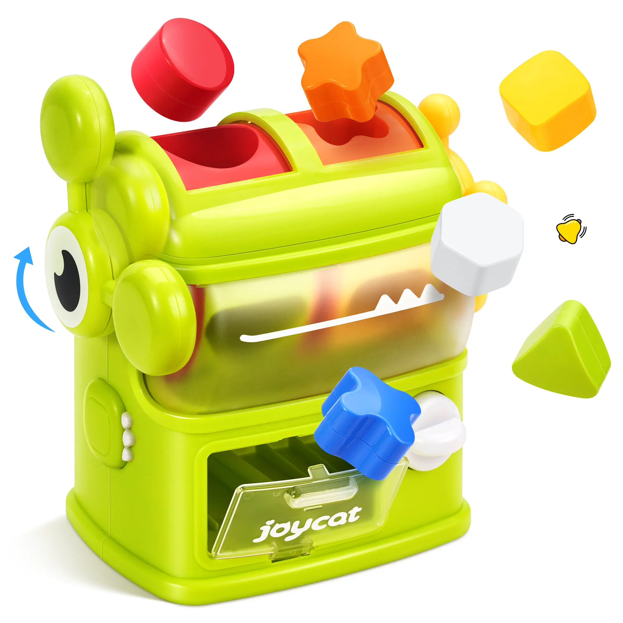 JoyCat High-Quality Plastic Colorful Monster Shape Sorter - BPA-Free Montessori Educational Toy for 0-3 Years Unisex Babies, 6 Color-Coded Shape Blocks, 2 Levers, Color Matching, Boosts Fine Motor/Children Development - Christmas/Birthday Gift